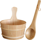 AIZYR Sauna Bucket with Ladle/Plastic Liner - Handmade Wooden Sauna Bucket Sauna Spa Accessory for Steam Room