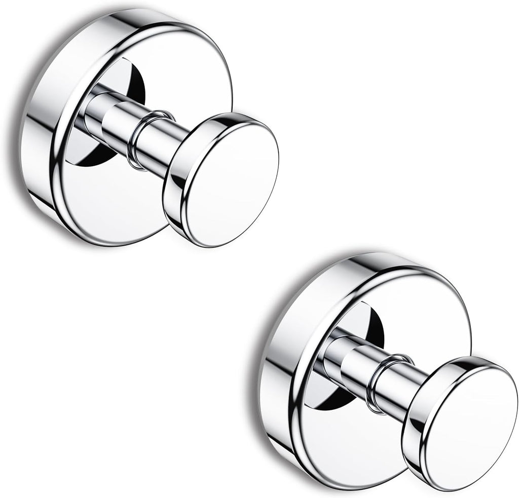 Bntuk Suction Cup Hooks for Shower, Removable Towel Hooks for Bathroom Window Glass Door Wall, Bath Robe Looafh Hook for Hanging - 2 Pack, Chrome