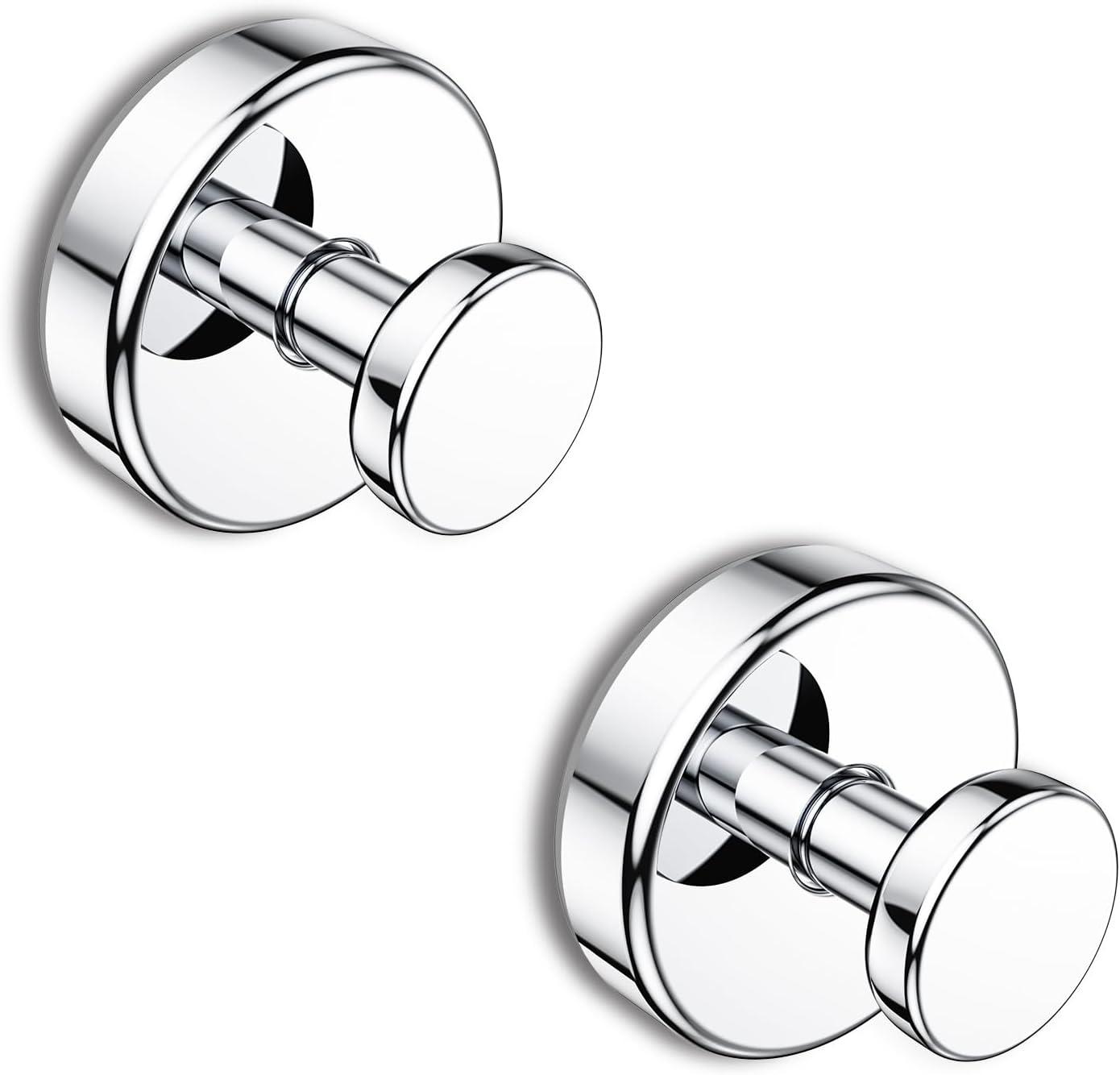 Bntuk Suction Cup Hooks for Shower, Removable Towel Hooks for Bathroom Window Glass Door Wall, Bath Robe Looafh Hook for Hanging - 2 Pack, Chrome