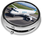 ZhongGuo Airplane Art Printed Pill Organizer,Round Travel Pill Organizer Mini Medicine Pill Box for Purse Iron Plating