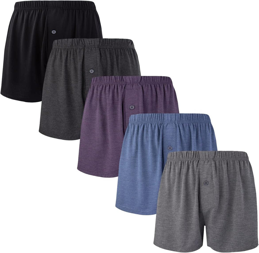 BAMBOO COOL Mens Boxers Short Classic Fit Soft Casual Underwear Loose Breathable Boxer Shorts for Men