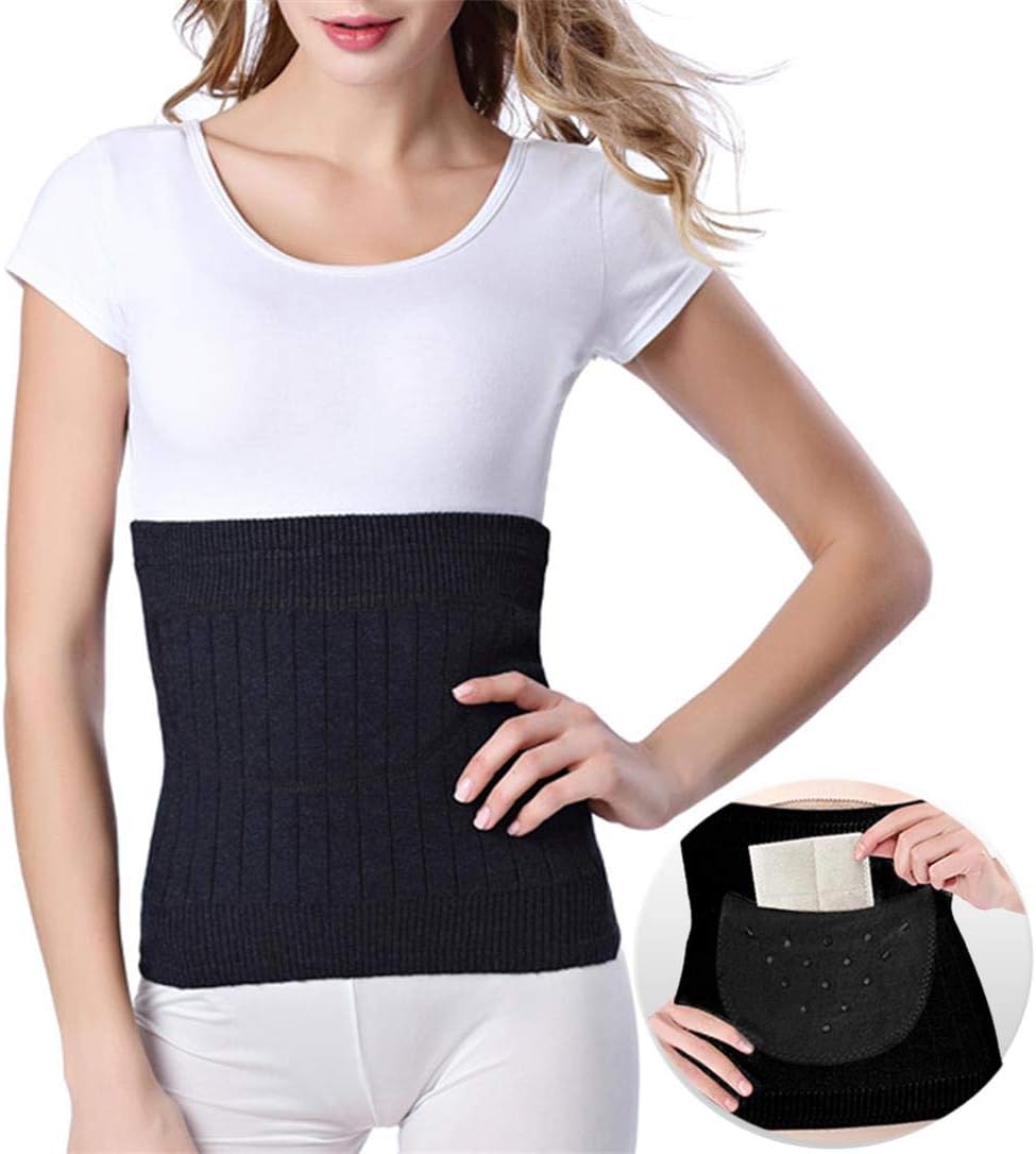 IPENNY Therapy Knitted Abdominal Binder Kidney Warmer Stomach Lumbar Lower Back Support Brace Slim Waist Trimmer Wrap Belt Postpartum Belly Band - C Section Surgical Recovery - Warming Pain Relief