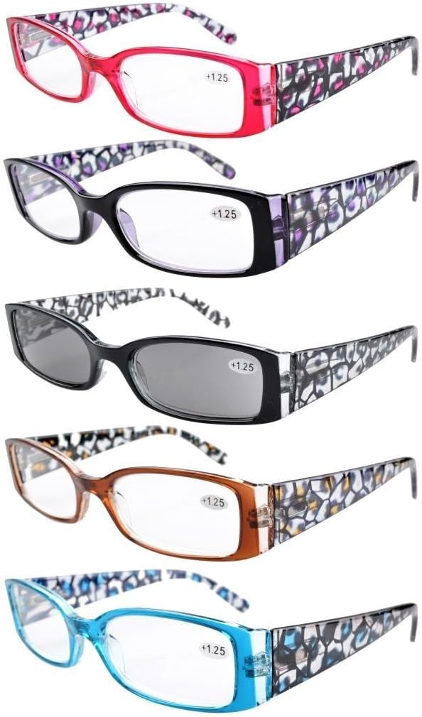 Eyekepper 5 Pairs Floral Pattern Design Reading Glasses for Women Reading Inlcude Reader Sunglasses Reading Eyeglasses +3.0