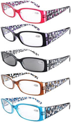 Eyekepper 5 Pack Floral Pattern Design Reading Glasses for Women Reading Inlcude Reader Sunglasses +1.25 Reading Eyeglasses