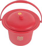 FRCOLOR Spittoon Bucket Urinals Spittoon Night Urine Pot Tank Riser Old People Spittoon Portable Urine Bucket Wedding Spittoon Urine Storage Pot Red Pp Enamel Household Bride