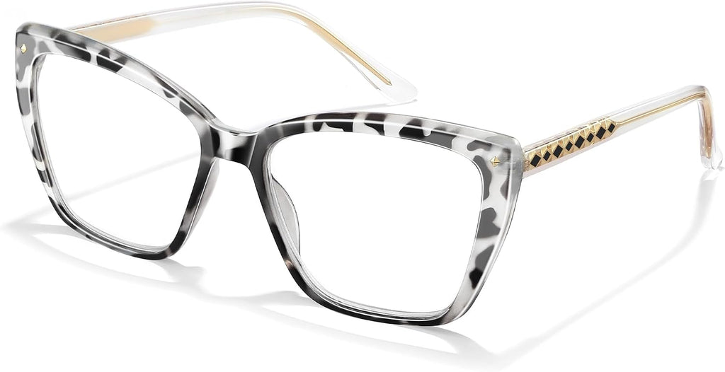Reading Glasses for Women Trendy TR90 Blue Light Blocking Metal Frame Readers Stylish Square Cat Eye Eyewear