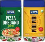 Keya Sprinklers Combo Italian Pizza Oregano 80g Piri Piri 100g Seasonings For Pizza Pasta Premium All Natural Healthy Italian Spice Blend for Pizza, Pasta Sprinkler, Pack of 2