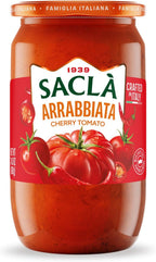 SACLA Arrabbiata Cherry Tomato Pasta Sauce with No Added Sugar | 100% Italian Grown Tomatoes with Spicy Red Chili Pepper | 24 oz Glass Jar | Imported from Italy | Non-GMO Authentic Italian Sauce