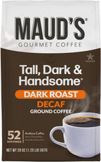 Maud's Decaf Dark Roast Ground Coffee, 1 Bag, (20oz), 100% Arabica Coffee, 52 Servings