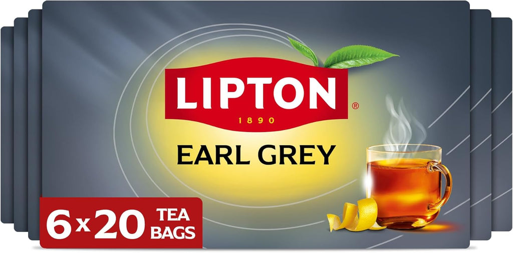 Lipton Earl Grey Tea Bags, Flavored Teabags, 120 Total Bags (20ct - Pack of 6)
