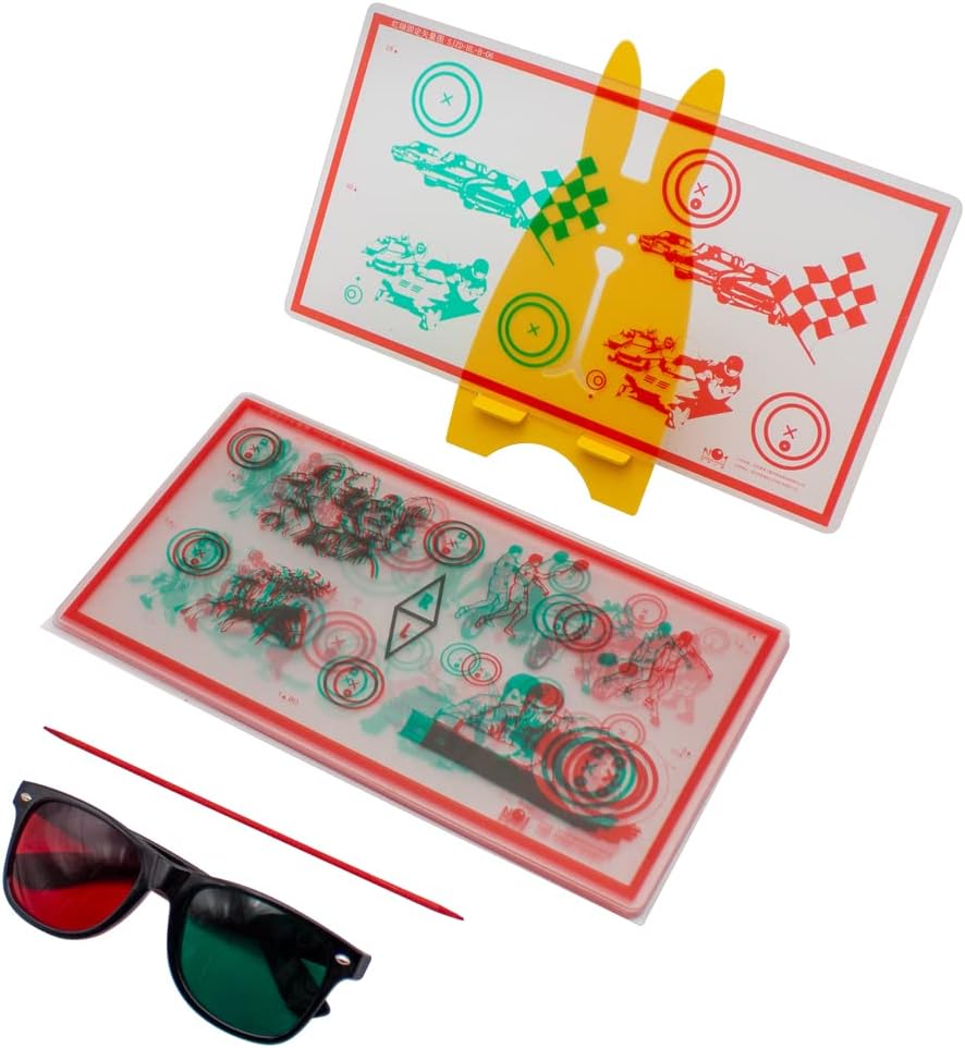 Red/Green Fixed Tranaglyph Vision Therapy Convergence Insufficiency Eye Training Device Stereo Training Cards Visual Correction