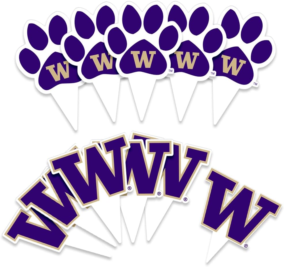Desert Cactus University of Washington Cupcake Topper and Cake Toppers Set - UW Huskies 25 Pcs Party Supplies, Decorations and Favors