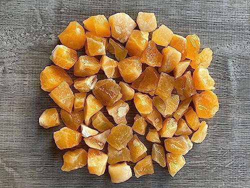 GAF TREASURES Wholesale Calcite Rough Natural Stones Small, Raw Calcite Crystals (Orange Calcite, 0.5 Pound)