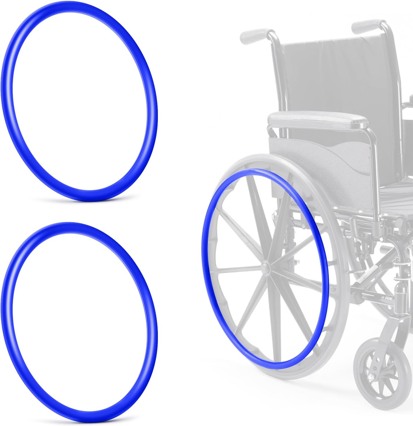 1 Pair Wheelchair Push Rim Covers for Invacare Wheelchair Accessories, Rear Wheel Grips Cover,Non-Slip Wear-Resistant Hand Push Cover Wheelchair(Blue, 22 in)