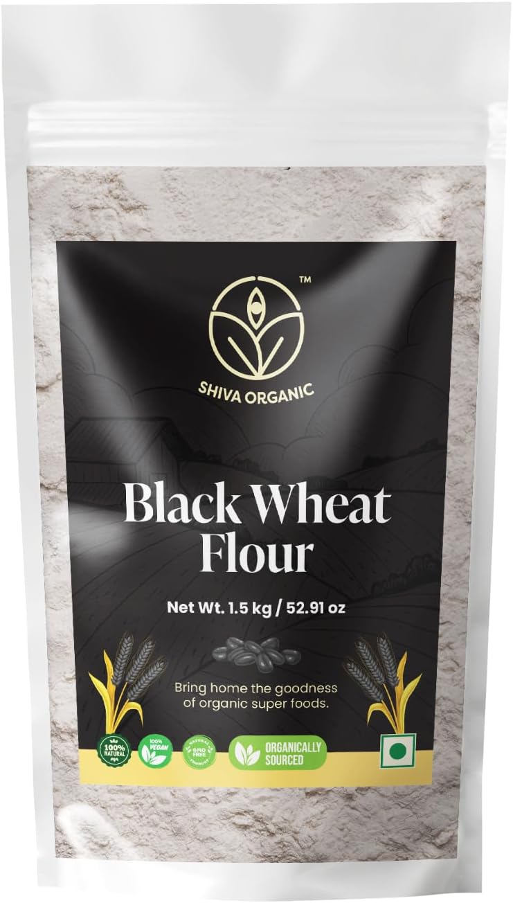 Shiva Organic Black Wheat Atta - 1.5 kg | High Fiber, Low Gluten Ancient Grain with Abundant Bran