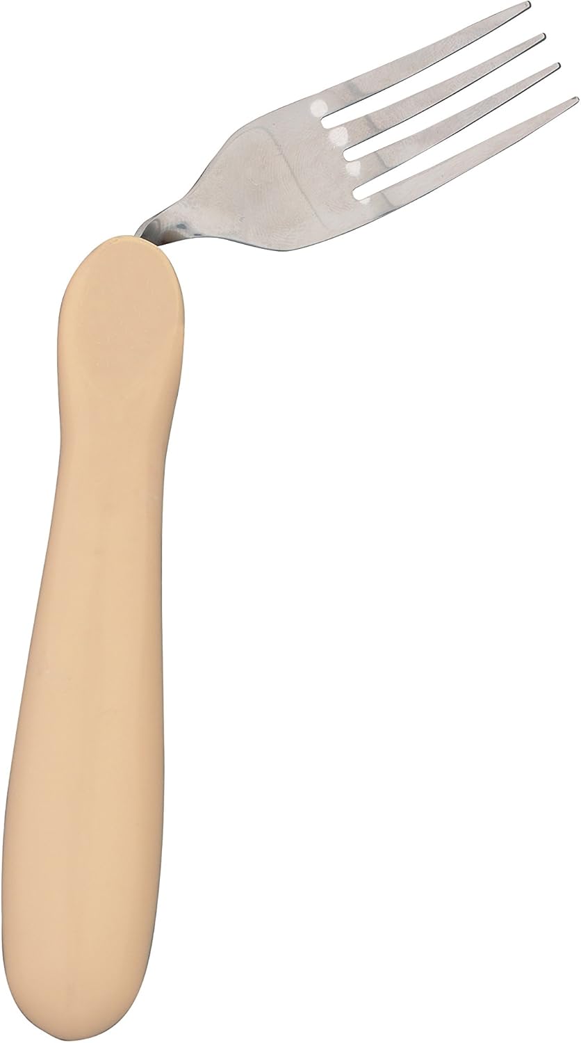 Homecraft Caring Cutlery, Ivory Handle Left Handed Fork Stainless Steel Eating Utensil, Silverware for Weak Grip, Restricted Movement, Elderly, Disabled, Handicaps