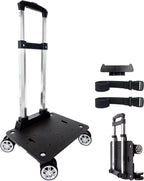 Backpack Trolley Wheeled Cart-Backpack Hand Truck with Luggage Strap,Aluminium Alloy Folding Trolley Cart for Bags Backpack Travel Luggage Cart