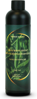 Sedum Natural Herbal Extract for Sauna, Massage, Broom Soaking - Sauna Infusion with Salvia Leaves Extract with Eucalyptus Essential Oil, Honey and Iodine Salt - 240ml