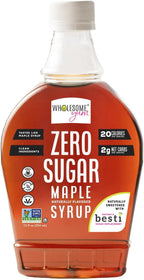 Wholesome Yum Zero Sugar Maple Syrup (Keto Maple Syrup) With Monk Fruit & Allulose - Natural Sugar Free Pancake Syrup - No Artificial Colors Or Flavors, Non GMO, Low Carb, Gluten-Free, Vegan (Plastic bottle - 12 fl oz)