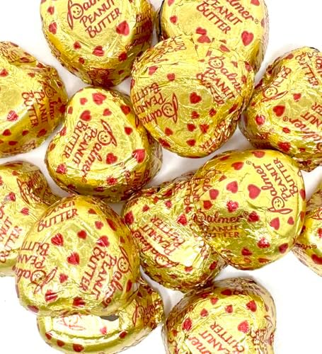 Chocolate Peanut Butter Hearts Wedding Favors – Gold Wrapped Candy, Individually Wrapped Milk Chocolate Peanut Butter Hearts 14 Ounce (About 39 Pieces)