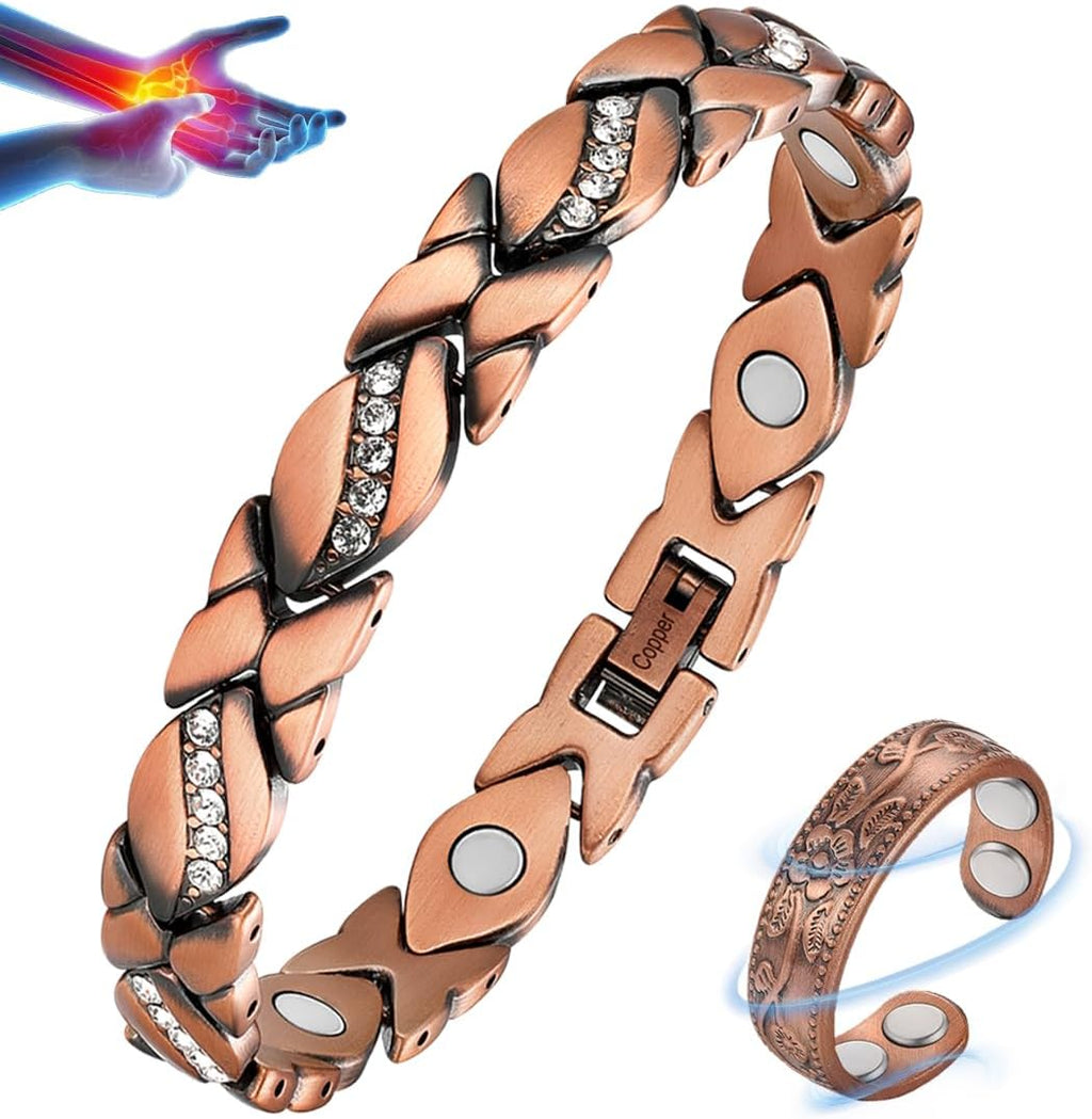 Vicmag Copper Bracelet for Women Ultra Strength Magnetic Bracelets with Effective Magnets 99.9% Pure Copper Jewelry Present with Adjustment Tool