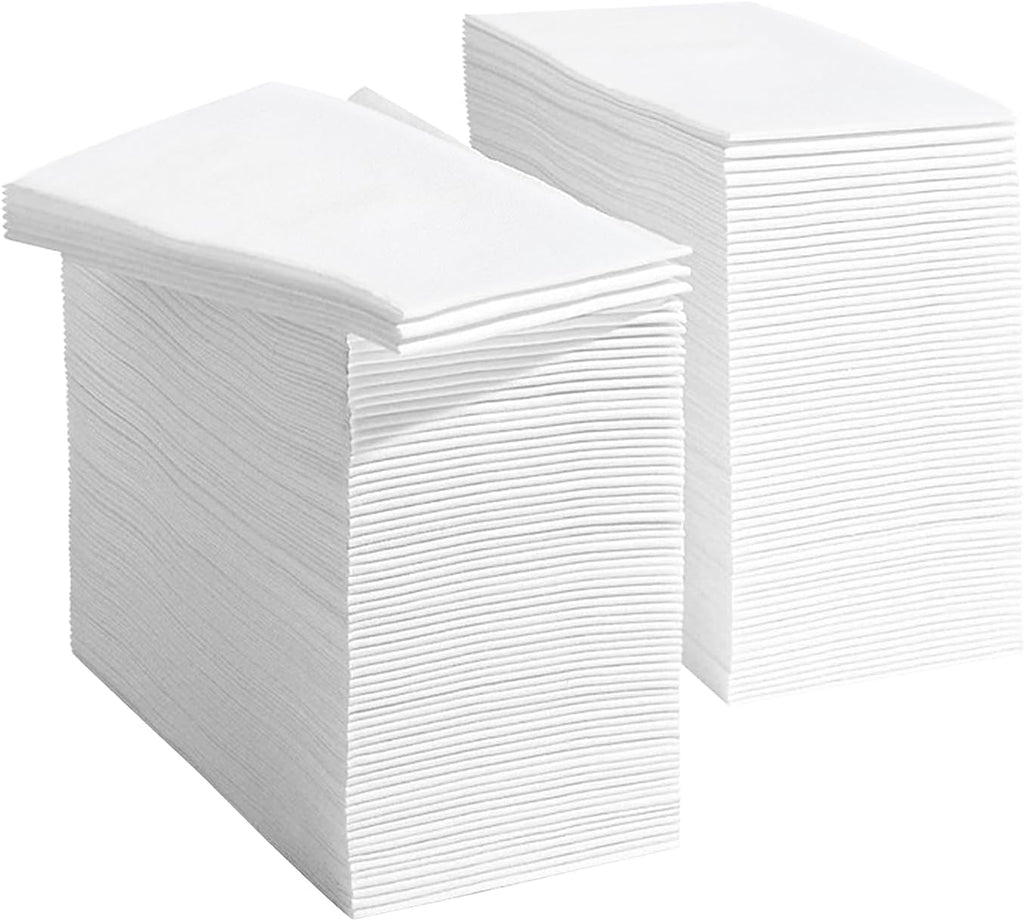 JEBBLAS Disposable Guest Towels, Linen Feel Hand Towels, Cloth-Like Paper Napkins, Soft, Absorbent Paper Hand Towel for Kitchen, Parties, Bathroom, Restaurant, Events,7.8” X 15.7”, 200 Pack, White