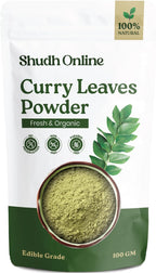 Shudh Online Curry Leaves Powder Fresh (3.5 oz) Natural Grown Indian Dried Curry Leaf Powder | Hojas de Curry Frescas Secas - Hair Growth