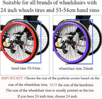 Wheelchair Push Rim Covers, 24inch Non-Slip Wheelchair Push Rim Grips, 1 Pair Silicone Wheelchair Hand Push Cover, Rear Wheel Grips Cover, Wheelchair Accessories, Blue