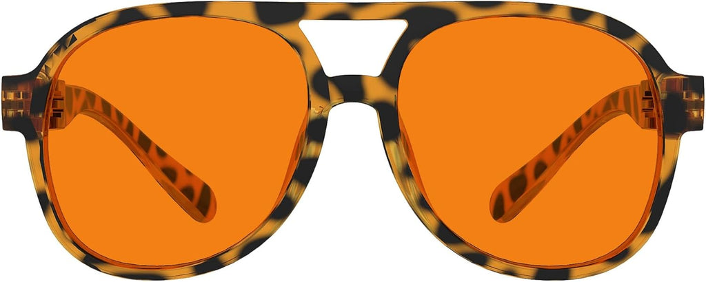 Eyekepper Oversize Pilot Metalless Sleeping Glasses Blue & Green Light Blocking, Amber Len Night Time for Men Women