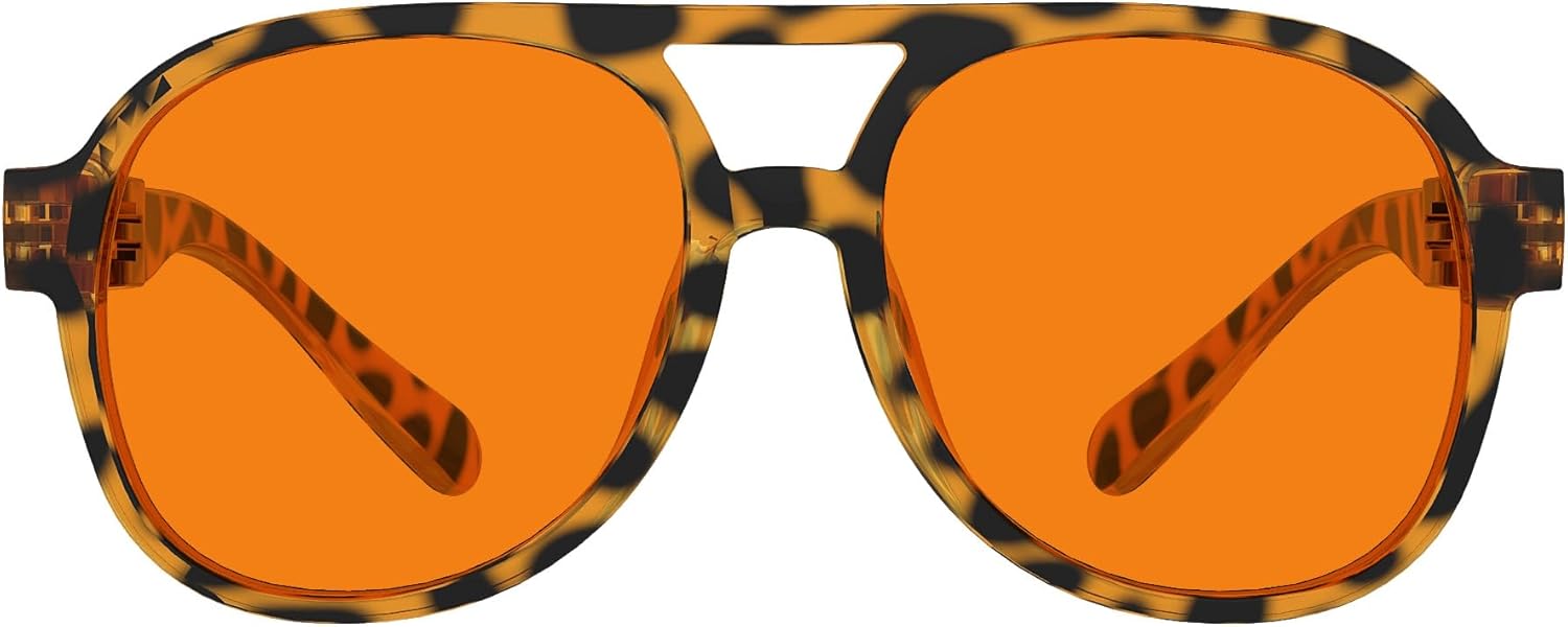 Eyekepper Oversize Pilot Metalless Sleeping Glasses Blue & Green Light Blocking, Amber Len Night Time for Men Women
