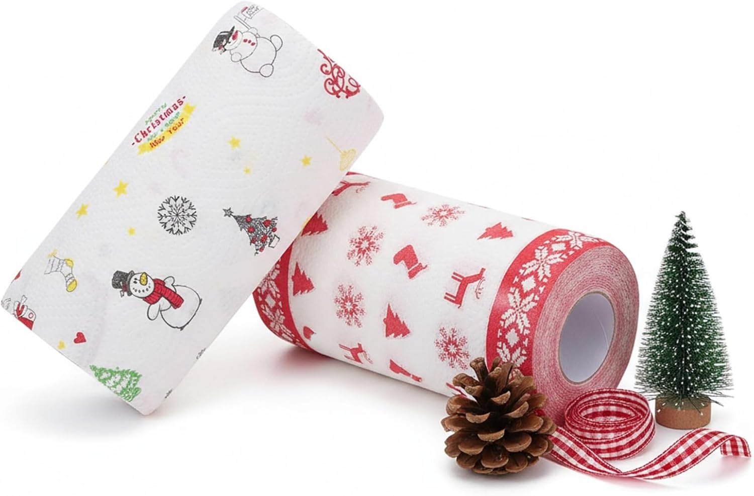 Christmas Kitchen Paper Towels:Disposable Cleaning Towels Xmas Kitchen Tissue Highly Absorbent Hand Towels for Holiday Kitchen Business Resturant (2 rolls)