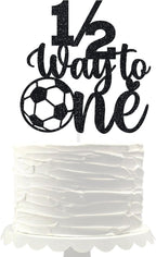 Soccer 1/2 Way to One Cake Topper half birthday decoration baby boys girls 6 month birthday party supplies