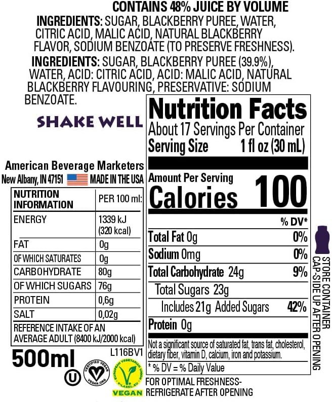 Blackberry Reàl Infused Exotics, Blackberry Puree Infused Syrup, 16.9 FL OZ Squeezable Bottle (Pack of 3)