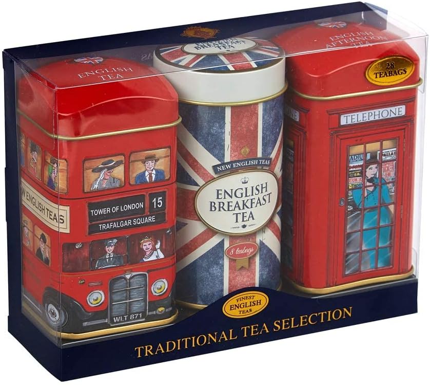 British Heritage Union Jack 3x Mini Tea Tin Gift Pack with 28 Teabags