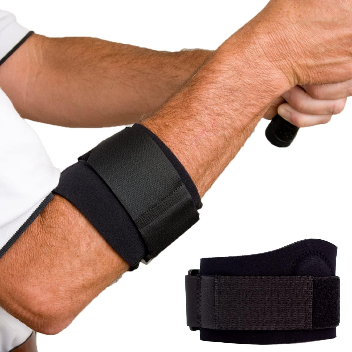 Cho-Pat Golfer’s Elbow Support Strap, Designed In Cooperation w/ the Mayo Clinic, Adjustable Compression Forearm Support for Golfer’s Elbow, Overuse Syndromes, and Muscle Strains, Small