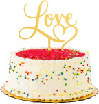Restaurantware-Love Cake Topper, 1 Mirrored Love Topper For Cake - For Valentine's Day, Anniversaries, Or Bridal Showers, Cake And Party Decoration, Gold Acrylic Heart Wedding Cake Topper