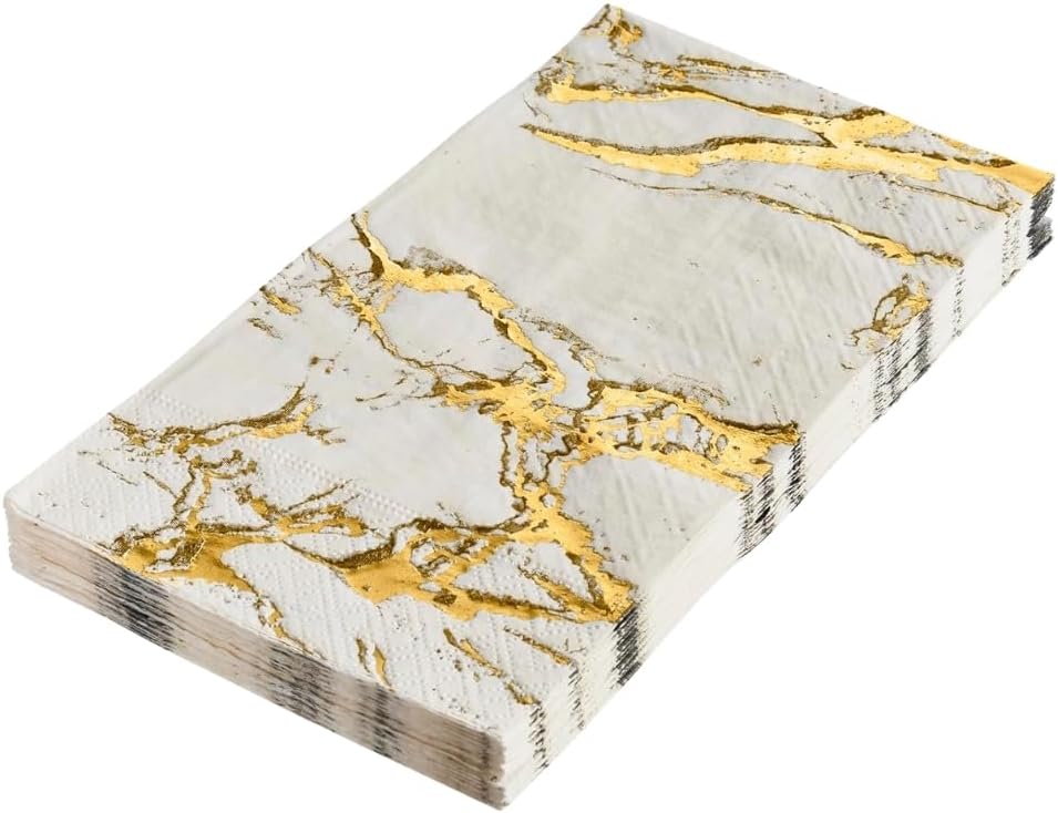 Marble Gold Paper Napkins - (Pack of 18) - Elegant Disposable Napkins for Parties, Weddings & Special Occasions