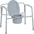 HEALTHLINE Heavy Duty Commode Bariatric, Medical Bedside Folding Bariatric Commode Chair Toilet for Elderly Seniors Disabled, Wide, 650 lbs, Gray