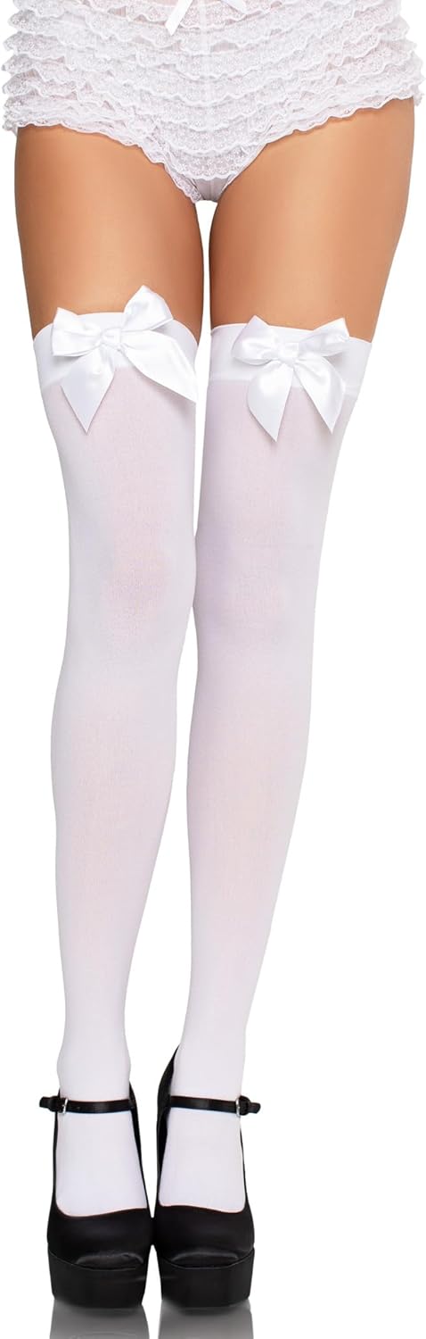 Leg Avenue Women's Satin Bow Accent Thigh Highs