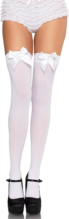 Leg Avenue Women's Satin Bow Accent Thigh Highs