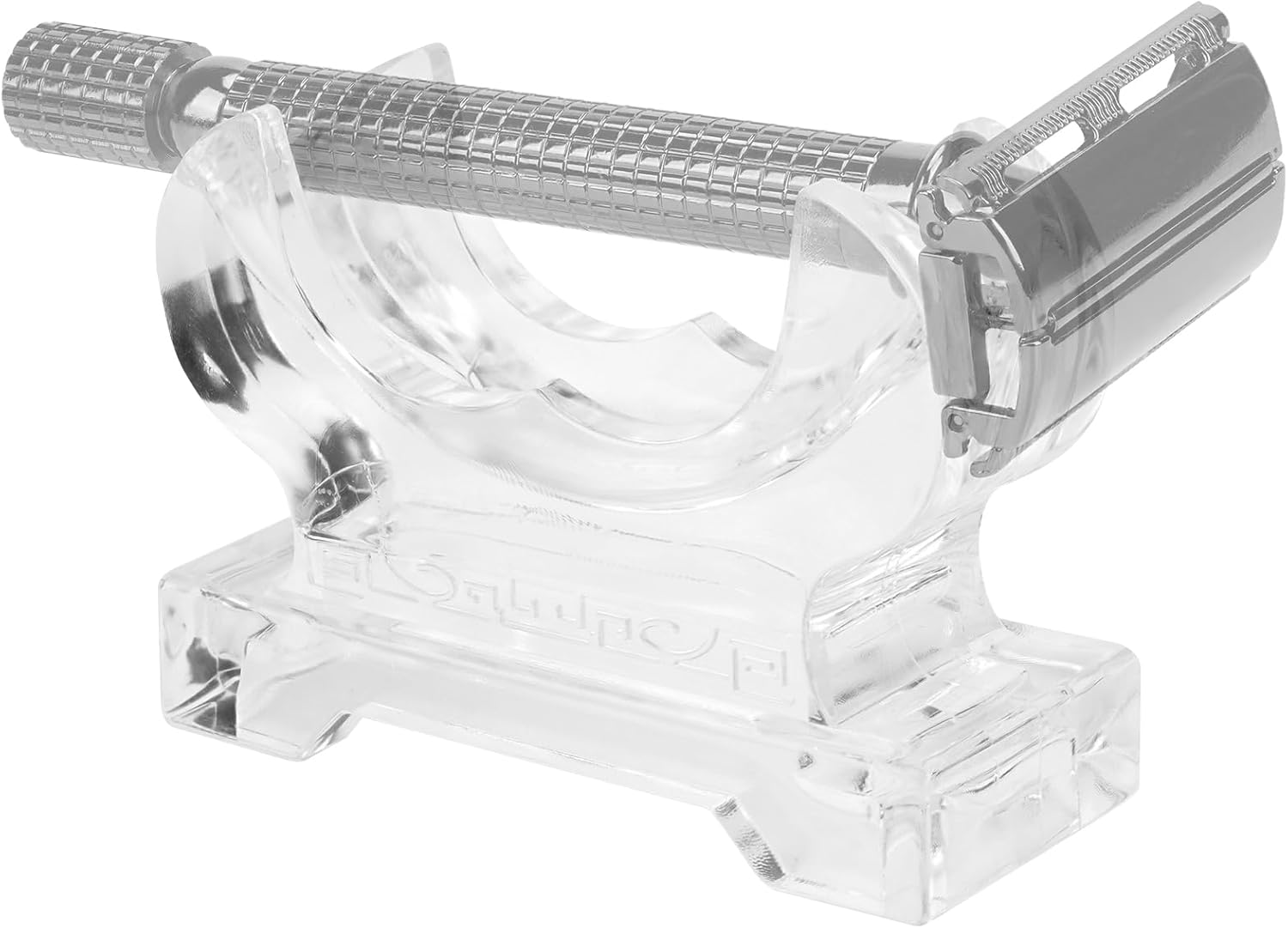 Linkidea Acrylic Men's Razor Stand Holder, Stable Storage Bracket Bathroom Countertop Organizer, Easy Clean, Compatible with Gillette Fusion 5 Power, Merkur 23C, Shaving Revolution (Clear)