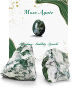 GolbalJew Moss Agate Natural Raw Crystals 2PCS Healing Crystal Stones 1.2-2.0” Reiki Healing Gemstones for Meditation Chakra Balance Home Decor