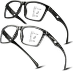 SKYOAK 2 Pack Ultralight Progressive Multifocus Reading Glasses for Men, Executive TR90 Computer Readers Spring Hinge Blue Light Blocking, Near-Mid Vision Multifocal Eyeglasses UV400 Protection, +2.5