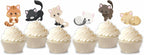 48 Pcs Cute Cat Kitten Cupcake Toppers Picks for Pet Themed Party, Birthday Party