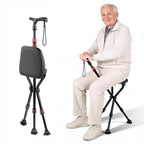 300-Pound Capacity Folding Cane with Seat, Adjustable Seat & Cane Height, Portable, Non-Slip Pads, Suitable for Middle-Aged & Senior Users, Daily Walking, Waiting in Line & Travel