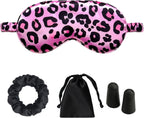 Leopard Print Sleep Eye Mask for Women & Men, Cheetah Print Satin Eye Mask for Sleeping, Light Blocking Blindfold for Deep Sleep, Nap, Travel, Pink Leopard Eye Cover for Side Sleepers