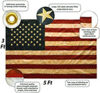 ANLEY Vintage Style Tea Stained American Flag 3x5 Foot - Embroidered Stars and Sewn Stripes - 4 Rows of Lock Stitching - Antiqued US National Banner Flags with Brass Grommets 3 X 5 Ft