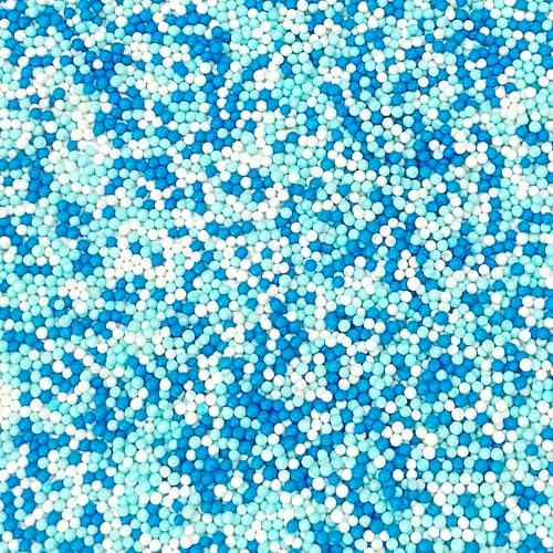 Homipooty Nonpareils Sprinkles Edible Blue White Pearl Sugar sprinkles 110g/3.88oz 2mm Mini Pearls Baking Cakes Cupcake Topper and Cake Decorations Ice Cream Cookies for Halloween Christmas