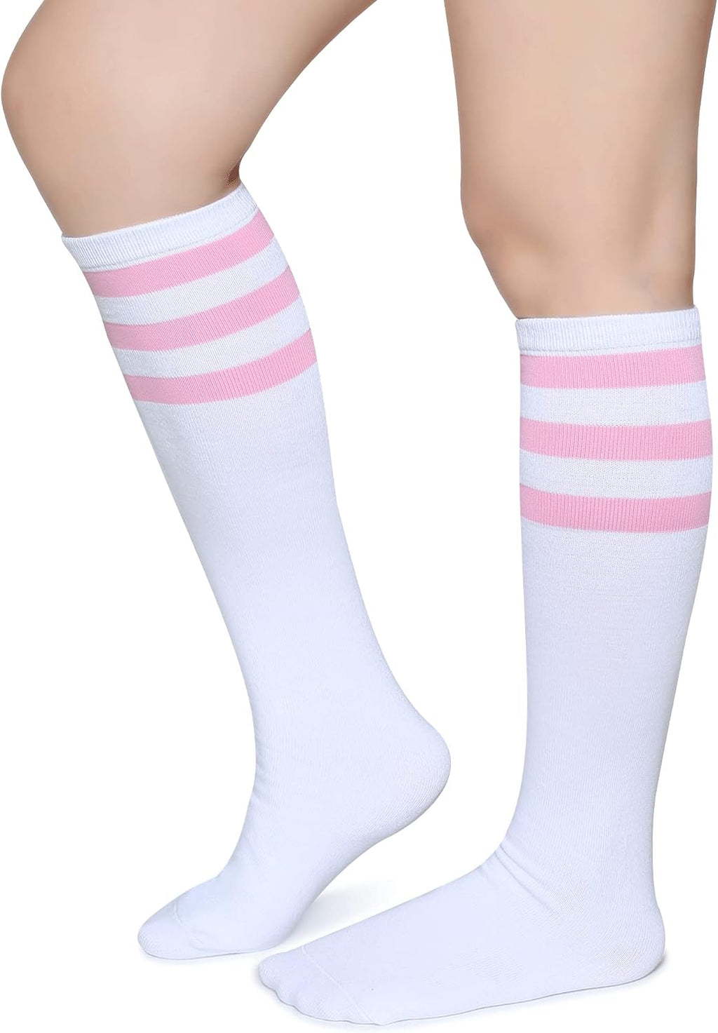 Pareberry Triple Stripes Soft Cotton Knee High Tube Socks for Men and Women