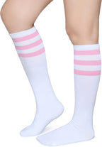 Pareberry Triple Stripes Soft Cotton Knee High Tube Socks for Men and Women